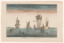 Seascape with ships and boats at sunset, 1745-1775. Creator: Unknown.