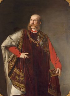 Emperor Franz Joseph I. of Austria in the regalia of the Order of the Golden Fleece, 1880s.