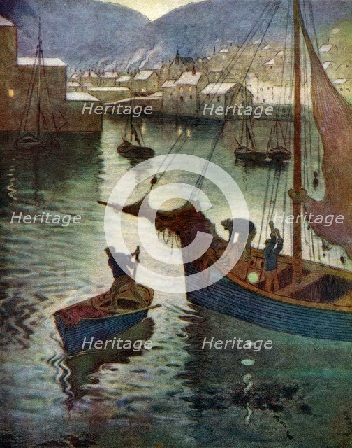 'The Harbour, Polperro', Cornwall, 1924-1926. Artist: Edward Frederick Ertz