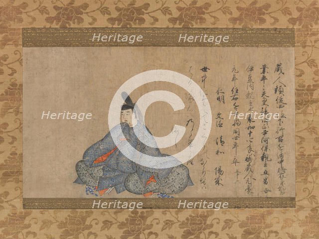 Ariwara Narihira (825-880)... Fujifusa version of Thirty-six Immortal Poets, 1st half 15th cent. Creator: Unknown.