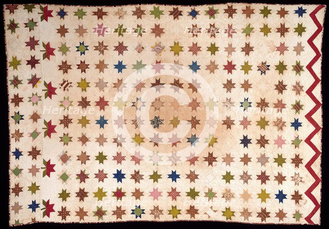 Bedcover (Feathered Edge Star Quilt), United States, 1875/1900. Creator: Unknown.