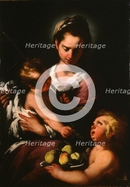 Virgin and child with John the Baptist as a Boy , 1615-1618. Creator: Strozzi; Bernardo (1581-1644).
