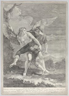 Jacob wrestling the angel, 1730-39. Creator: Pietro Monaco.