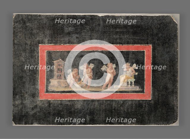 Fresco Fragment with Cupids and Psyche Making Perfume, A.D. 50-79. Creator: Unknown.