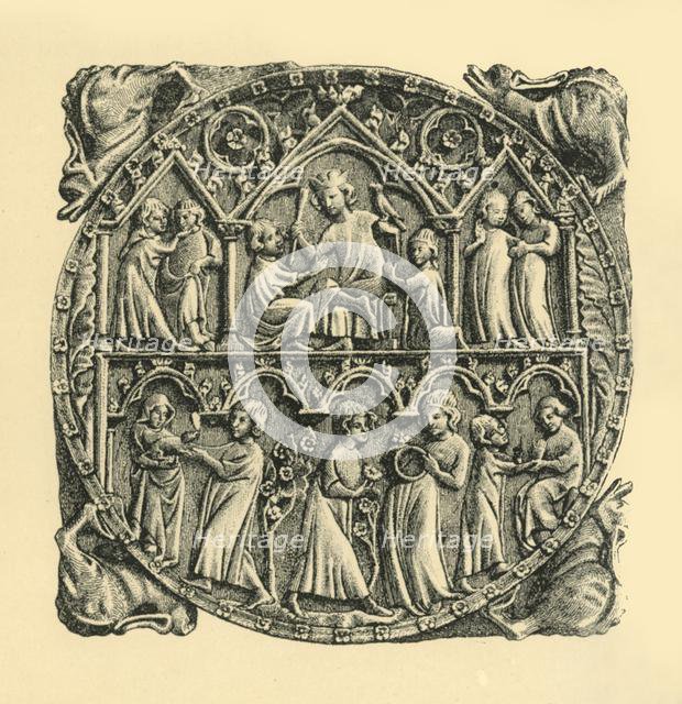 Carved ivory mirror back, c1310-1320, (1881).  Creator: D Jones.