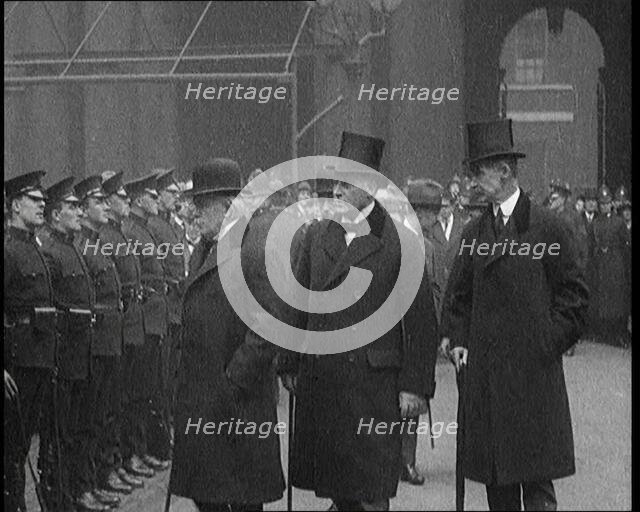 British Prime Minister David Lloyd George Inspecting Members of the Royal Irish Constabulary, 1920. Creator: British Pathe Ltd.