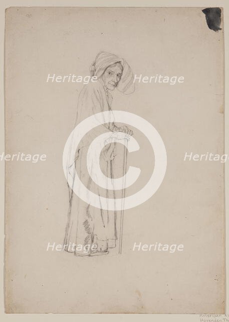 Old Woman with Cane, c1860-1895. Creator: Thomas Hovenden.