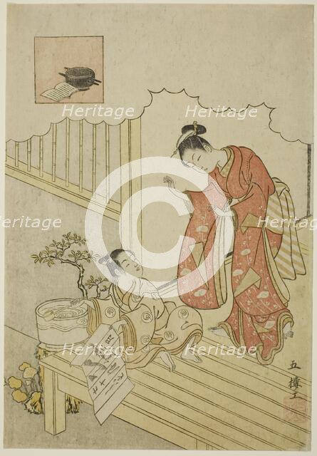 Ono no Komachi Washing the Book, Edo period (1615-1868), 1765/66. Creator: Suzuki Harunobu.