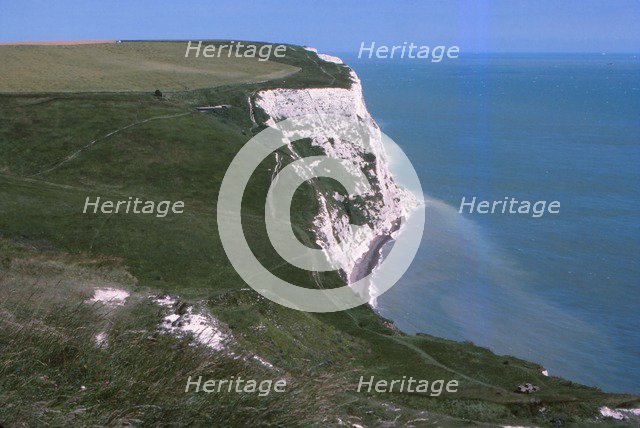 Langdon Bay and Cliffs, east of Dover Harbour, Dover, Kent, 20th century. Artist: CM Dixon.