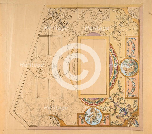 Design for a ceiling decoration, 19th century. Creator: Anon.
