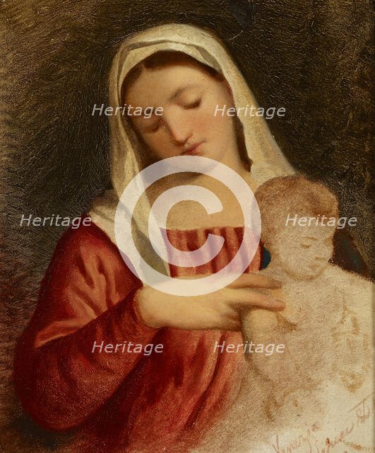 Madonna with Child-Copy of the fragment of the painting "Madonna with Child..., 1864. Creator: Artur Grottger.