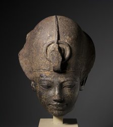 Head of Amenhotep III Wearing the Blue Crown, c. 1391-1353 BC. Creator: Unknown.