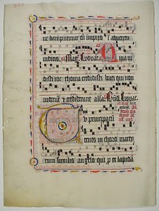 Manuscript Leaf with Initial T, from an Antiphonary, German, second quarter 15th century. Creator: Unknown.