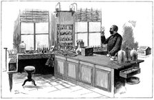 Robert Koch (1843-1910), German bacteriologist and physician in his laboratory. Artist: Unknown