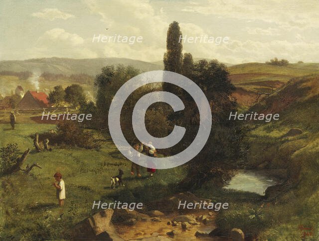 Black Forest landscape with children playing, 1867. Creator: Thoma, Hans (1839-1924).