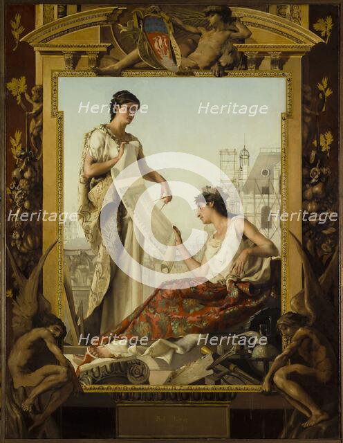 Allegory of construction of the new Hotel de Ville, 1881. Creator: Paul Alexandre Alfred Leroy.