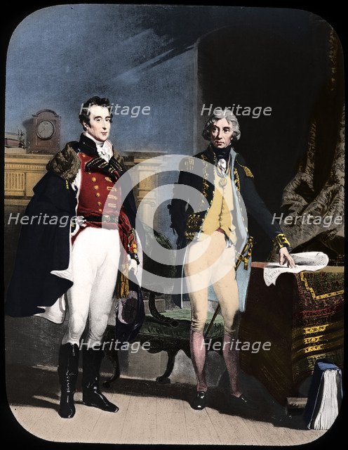 The Army and Navy, Wellington and Nelson, c1805.  Artist: Newton & Co.