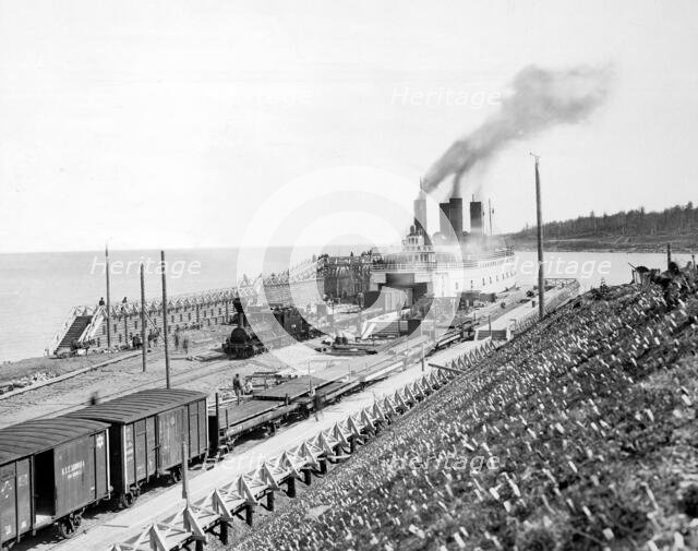 Ferry-Icebreaker "Baikal" at the Pier, 1900-1904. Creator: Unknown.