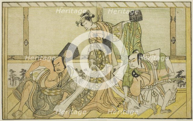 The Actors Otani Hiroji III as Kawazu no Saburo (right), Segawa Kikunojo II as Princess..., c. 1772. Creator: Shunsho.