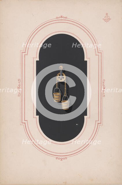 Design for a Gold Earring with Two Buckets and Pulley, ca. 1870-1900. Creator: Anon.