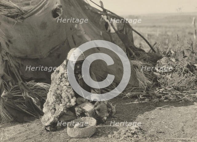 Achomawi basket-maker, 1923. Creator: Edward Sheriff Curtis.