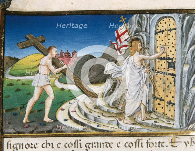 Miniature depicting Jesus, resurrected, knocking at a door, 1476.  Creator: Cristoforo De Predis.