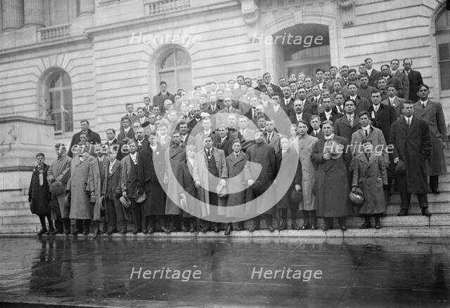 Corn Growers On Steps of House office Building; Stafford of Wisconsin, 5th From left..., 1912. Creator: Harris & Ewing.