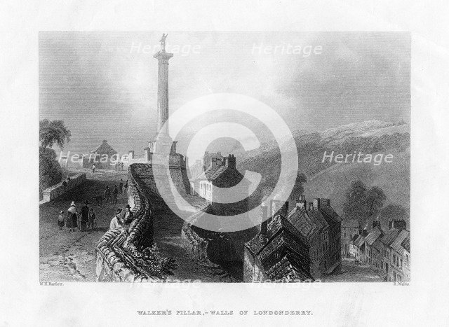 Walker's Pillar, Londonderry, Northern Ireland, 1860. Artist: R Wallis