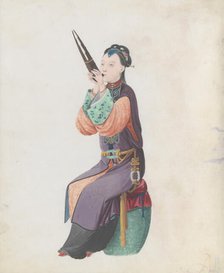 Watercolour of musician playing sheng, late 18th century. Creator: Unknown.