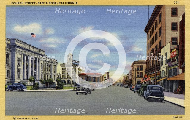 Fourth Street, Santa Rosa, California, USA, 1940. Artist: Unknown