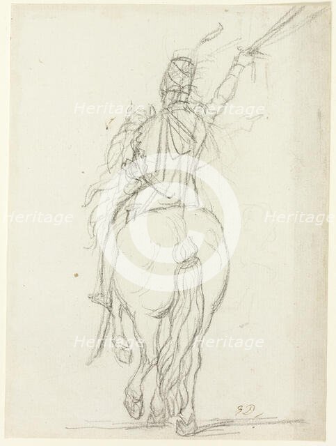 Mounted Officer from the Back, c. 1810. Creator: Jacques-Louis David.