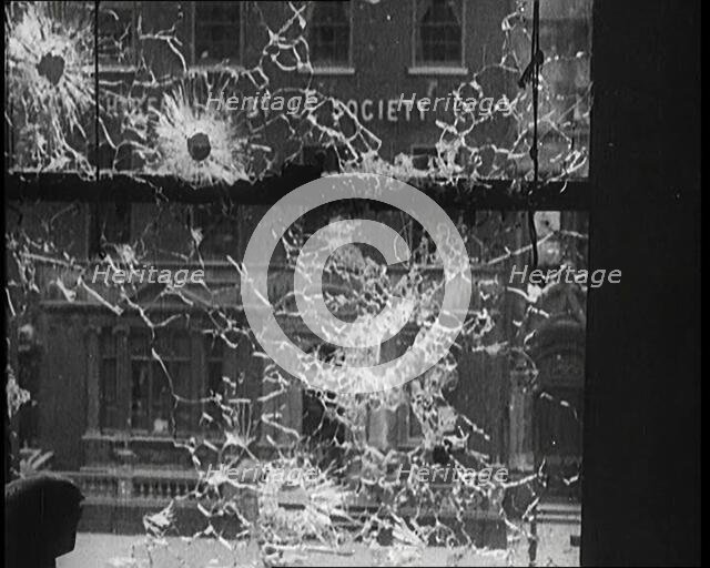 View Out of a Broken Window Resulting from Fighting in Dublin, 1922. Creator: British Pathe Ltd.