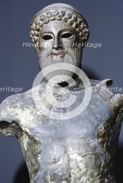 Greek small bronze Apollo from Kosmas near Sparta, late 6th century BC. Artist: Unknown.