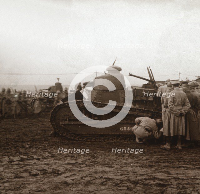 Advancing with tanks, c1914-c1918. Artist: Unknown.