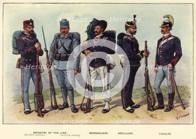 'Types of the Italian Army', 1919. Creator: Richard Simkin.
