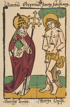 St. Gregory and St. Sebastian (Schr. 1493x), 15th century., 15th century. Creator: Anon.