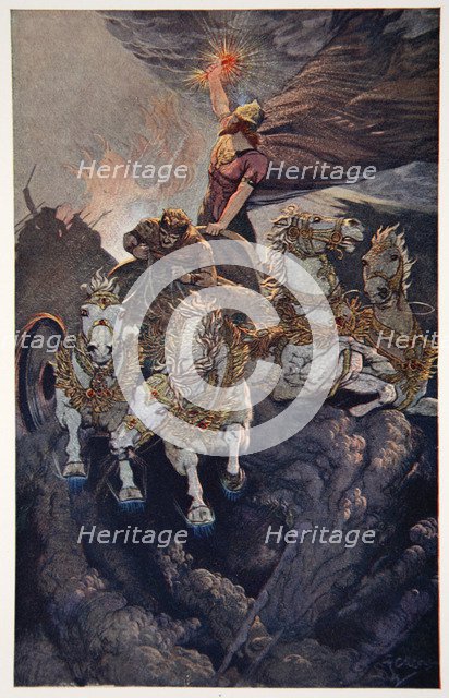 'Merodach sets forth to attack Tiamat', 1915.  Artist: Ernest Wellcousins