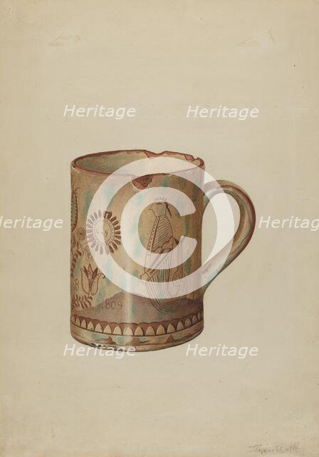 Pa. German Hildebrandt Mug, c. 1939. Creator: Thomas Watts.