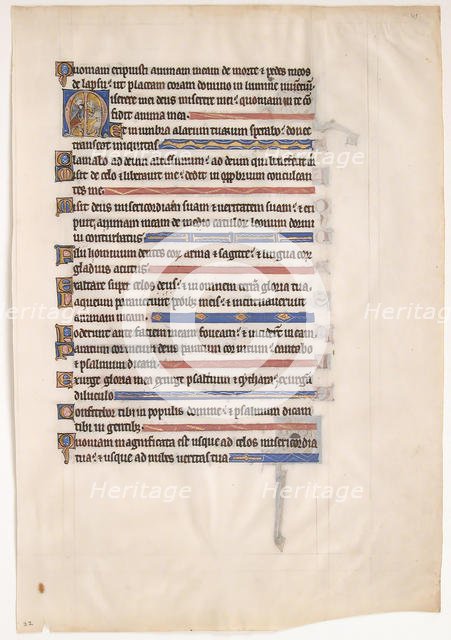 Manuscript Leaf from a Royal Psalter, 13th century. Creator: Unknown.