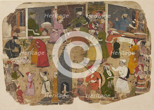 A commotion in the bazaar, 1750-1760. Artist: Nainsukh.