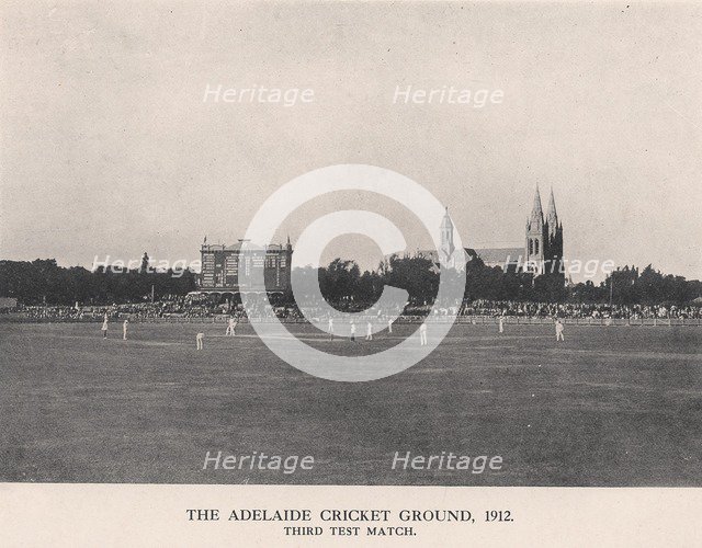 The Adelaide Cricket Ground, Third Test Match between Australia and England, 1912. Artist: Charles Alfred Petts.