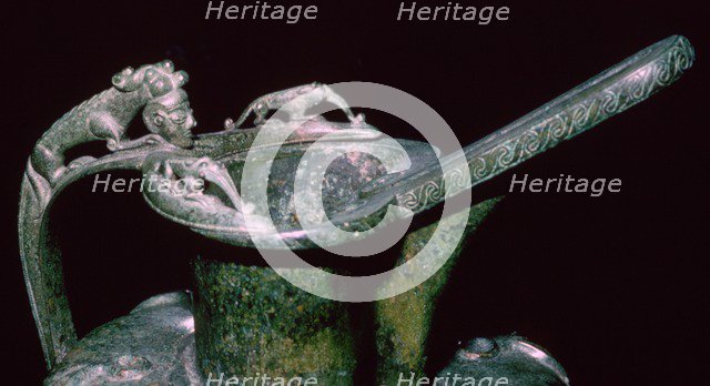 Detail of a Celtic bronze flagon. Artist: Unknown