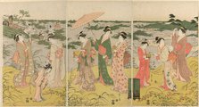 Parody of courtly insect hunt, c. 1791/92. Creator: Hosoda Eishi.