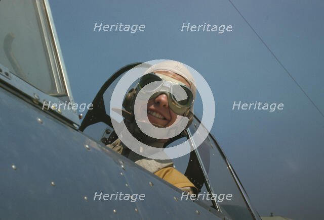 Marine lieutenant, glider pilot in training, ready for...at Page Field, Parris Island, S.C., 1942. Creator: Alfred T Palmer.