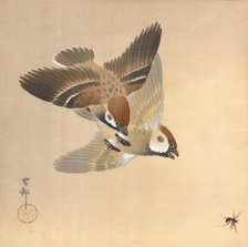 Sparrows Chasing Flying Insects, about 1925. Creator: Ohara Koson.