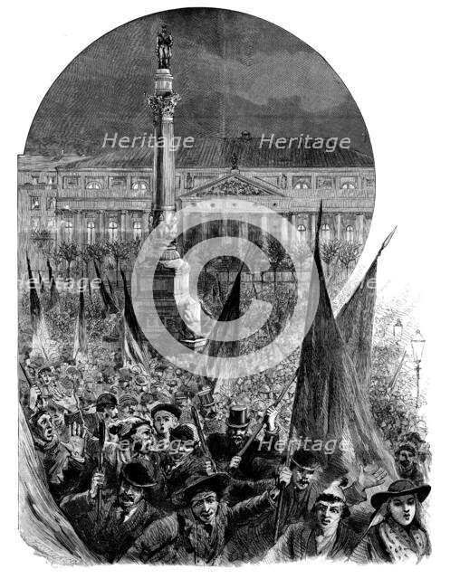 The Dispute with Portugal: popular manifestation in the Place Dom Pedro, Lisbon...Jan. 14, 1890. Creator: Unknown.