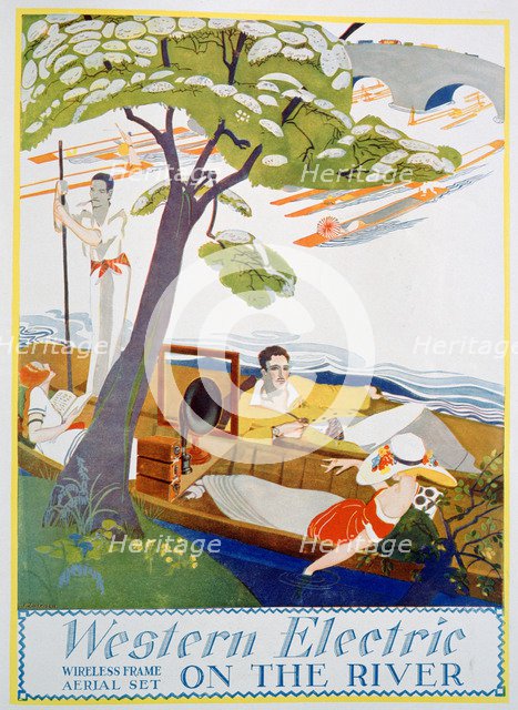 Advert for Western Electric Company wireless frame aerial sets, 1923. Artist: Unknown