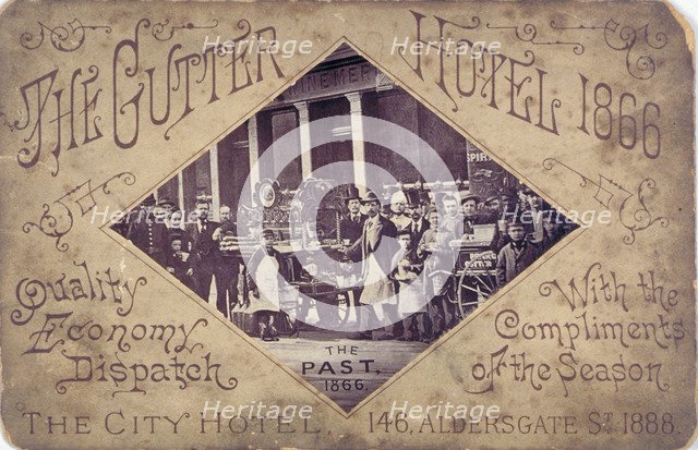 The Gutter Hotel, Aldersgate Street, City of London, 1866. Artist: Anon