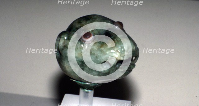 Aztec Nefrite Head of a Jaguar, 1300-1521. Artist: Unknown.