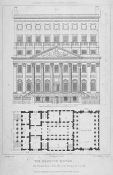 Mansion House, City of London, 1826. Artist: George Gladwin